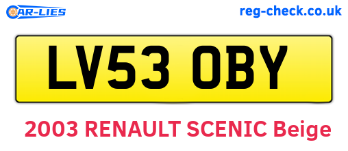 LV53OBY are the vehicle registration plates.