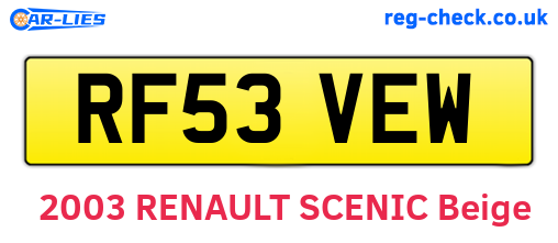 RF53VEW are the vehicle registration plates.