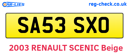SA53SXO are the vehicle registration plates.