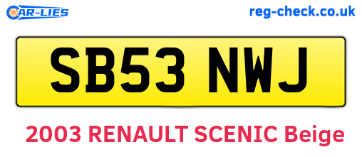 SB53NWJ are the vehicle registration plates.