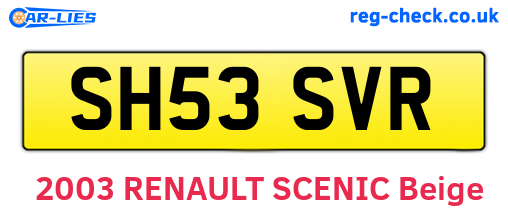 SH53SVR are the vehicle registration plates.
