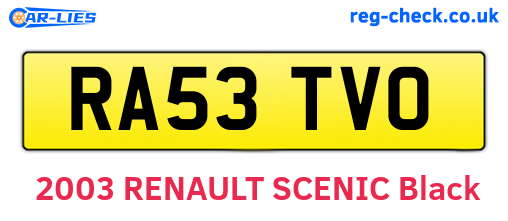 RA53TVO are the vehicle registration plates.