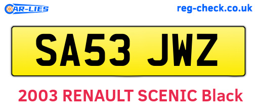 SA53JWZ are the vehicle registration plates.