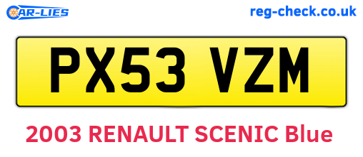 PX53VZM are the vehicle registration plates.