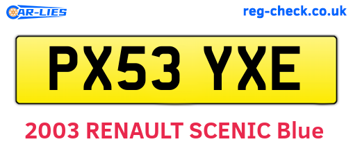 PX53YXE are the vehicle registration plates.