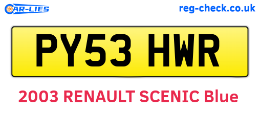 PY53HWR are the vehicle registration plates.