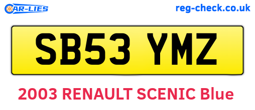 SB53YMZ are the vehicle registration plates.