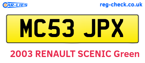 MC53JPX are the vehicle registration plates.