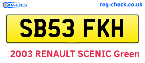 SB53FKH are the vehicle registration plates.