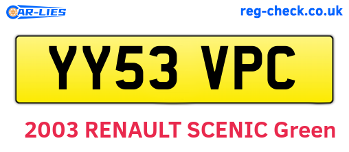 YY53VPC are the vehicle registration plates.