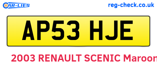 AP53HJE are the vehicle registration plates.
