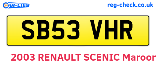 SB53VHR are the vehicle registration plates.