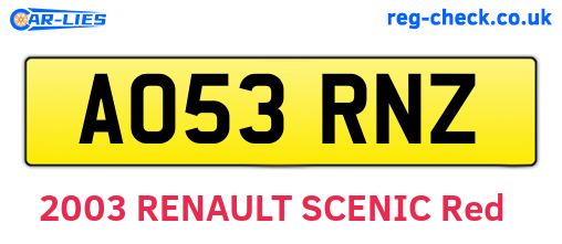 AO53RNZ are the vehicle registration plates.