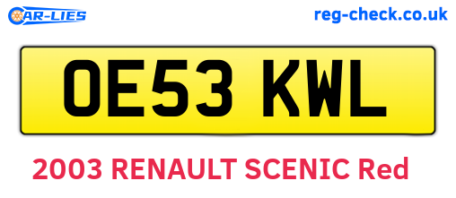 OE53KWL are the vehicle registration plates.