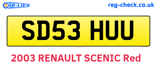 SD53HUU are the vehicle registration plates.