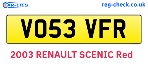 VO53VFR are the vehicle registration plates.