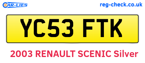 YC53FTK are the vehicle registration plates.