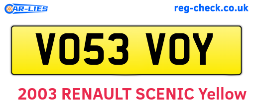 VO53VOY are the vehicle registration plates.
