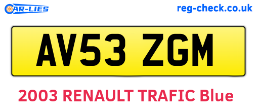 AV53ZGM are the vehicle registration plates.