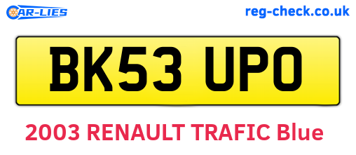 BK53UPO are the vehicle registration plates.