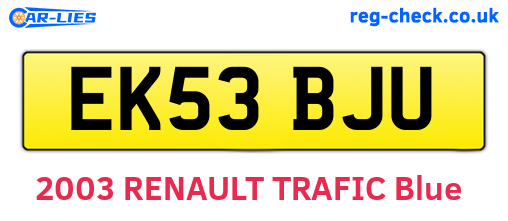 EK53BJU are the vehicle registration plates.