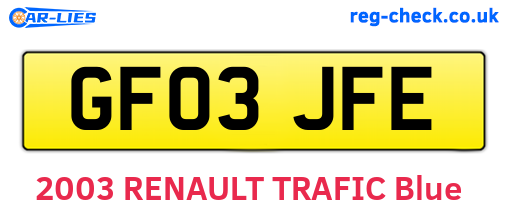 GF03JFE are the vehicle registration plates.