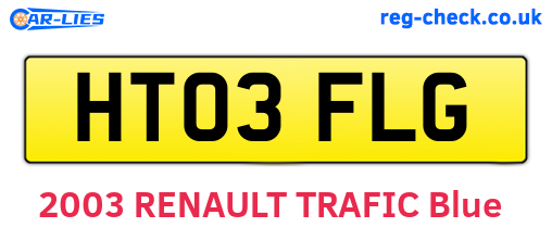 HT03FLG are the vehicle registration plates.