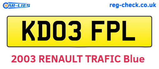 KD03FPL are the vehicle registration plates.