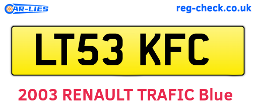 LT53KFC are the vehicle registration plates.