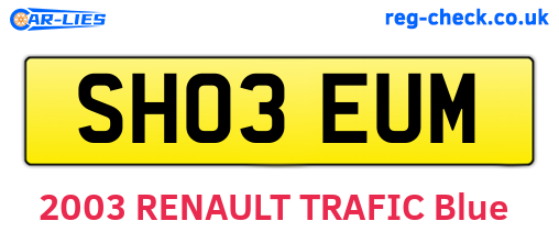 SH03EUM are the vehicle registration plates.