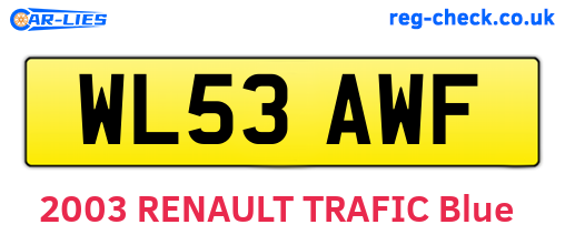 WL53AWF are the vehicle registration plates.