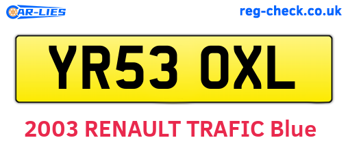 YR53OXL are the vehicle registration plates.