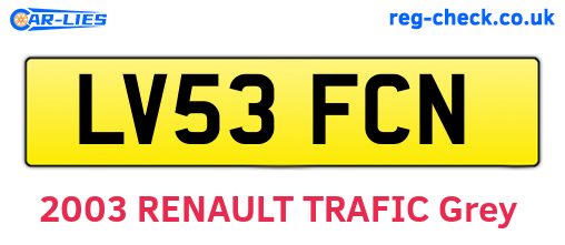 LV53FCN are the vehicle registration plates.