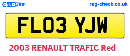 FL03YJW are the vehicle registration plates.