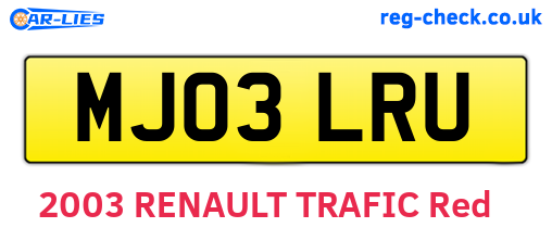 MJ03LRU are the vehicle registration plates.