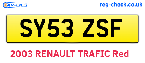 SY53ZSF are the vehicle registration plates.