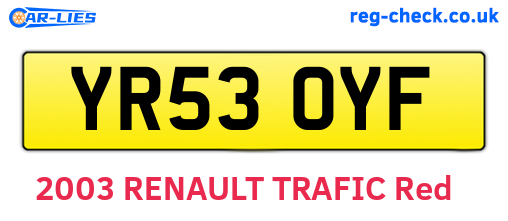 YR53OYF are the vehicle registration plates.
