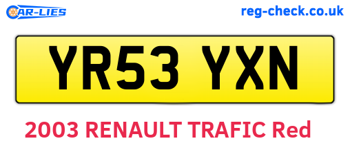 YR53YXN are the vehicle registration plates.