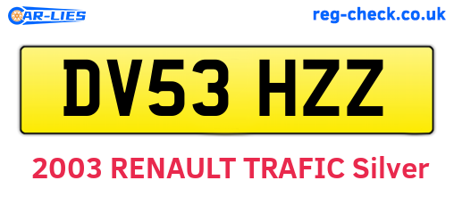 DV53HZZ are the vehicle registration plates.
