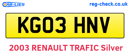 KG03HNV are the vehicle registration plates.