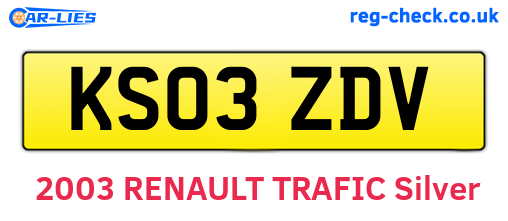 KS03ZDV are the vehicle registration plates.