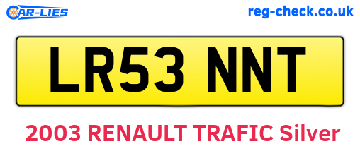 LR53NNT are the vehicle registration plates.
