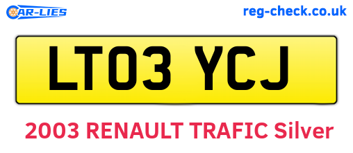 LT03YCJ are the vehicle registration plates.