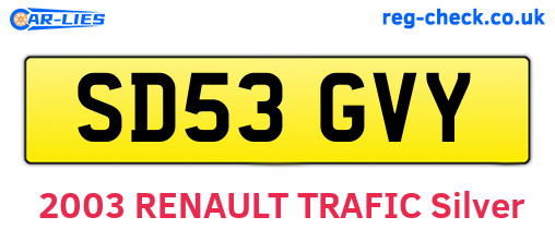 SD53GVY are the vehicle registration plates.
