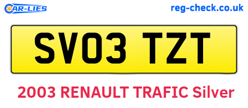 SV03TZT are the vehicle registration plates.