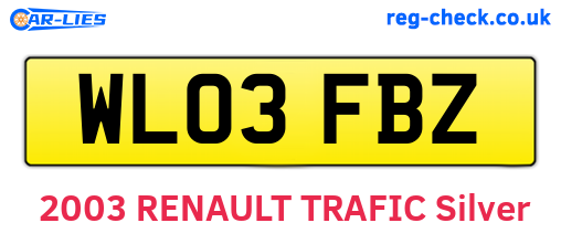 WL03FBZ are the vehicle registration plates.