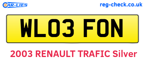 WL03FON are the vehicle registration plates.
