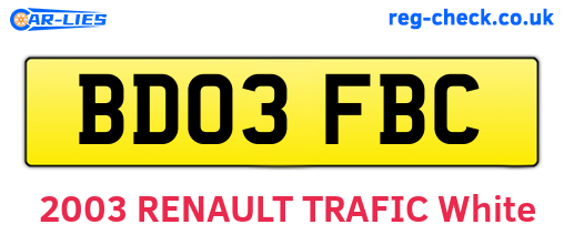 BD03FBC are the vehicle registration plates.