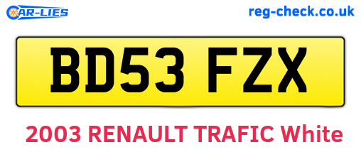 BD53FZX are the vehicle registration plates.