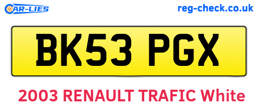 BK53PGX are the vehicle registration plates.